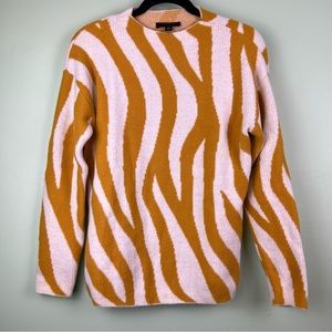 Ann Taylor Petite Small Petite Yellow White Mock Neck Animal Print Sweater